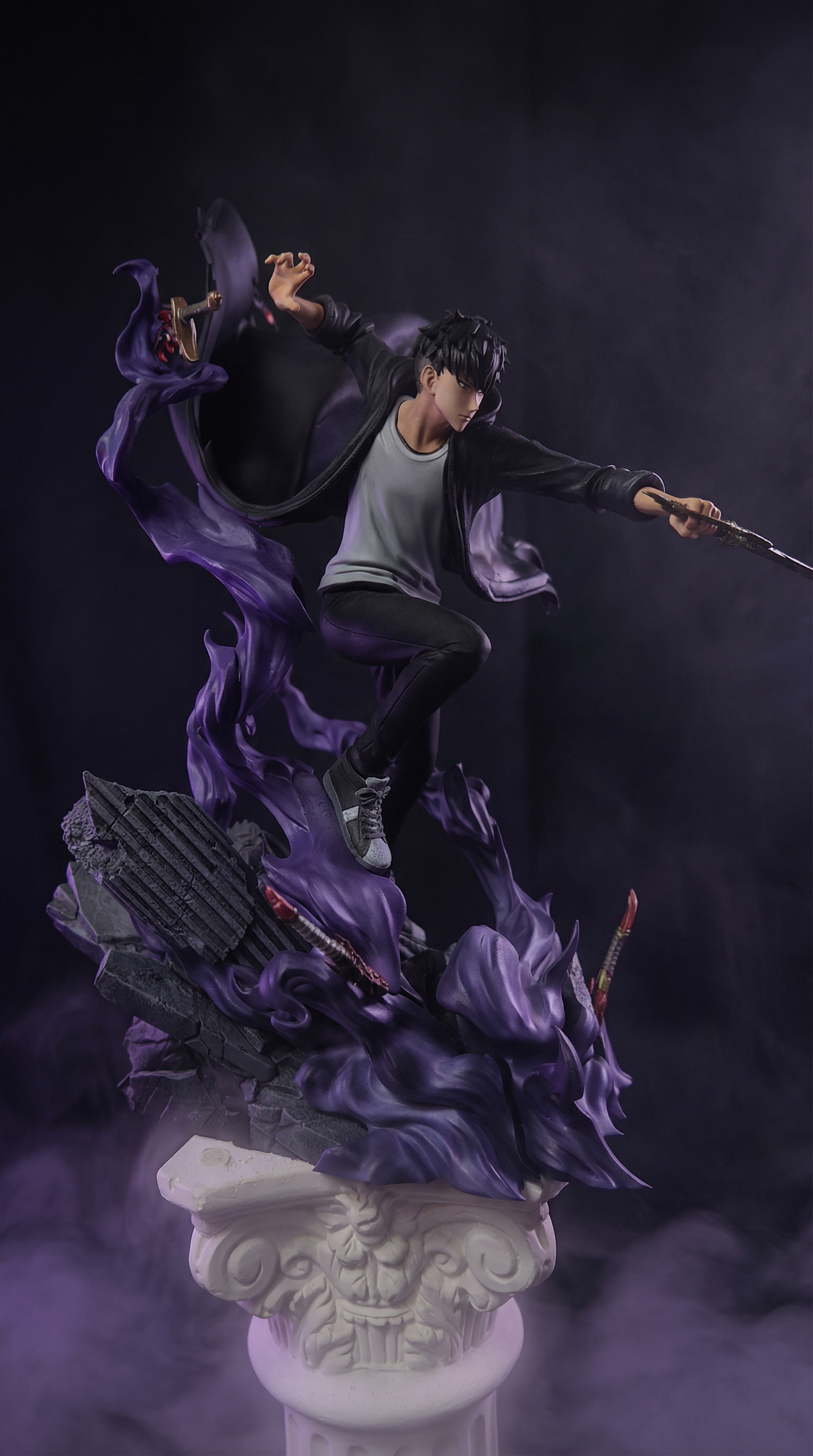 Figura 3D personalizada de Sung Jin Woo - Solo Leveling, impresión 3D pintada a mano